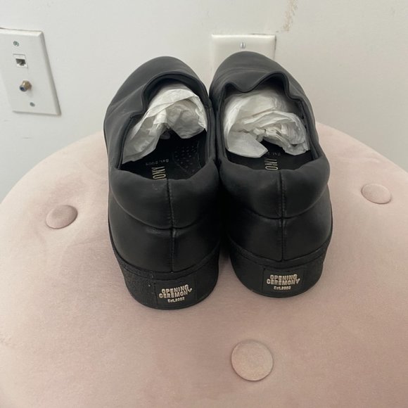 Opening Ceremony Black Leather Cici Slip On Platform Shoes Size 39 - Picture 6 of 9